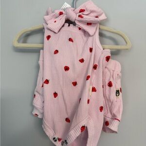 Charming Pink Strawberry Baby Set